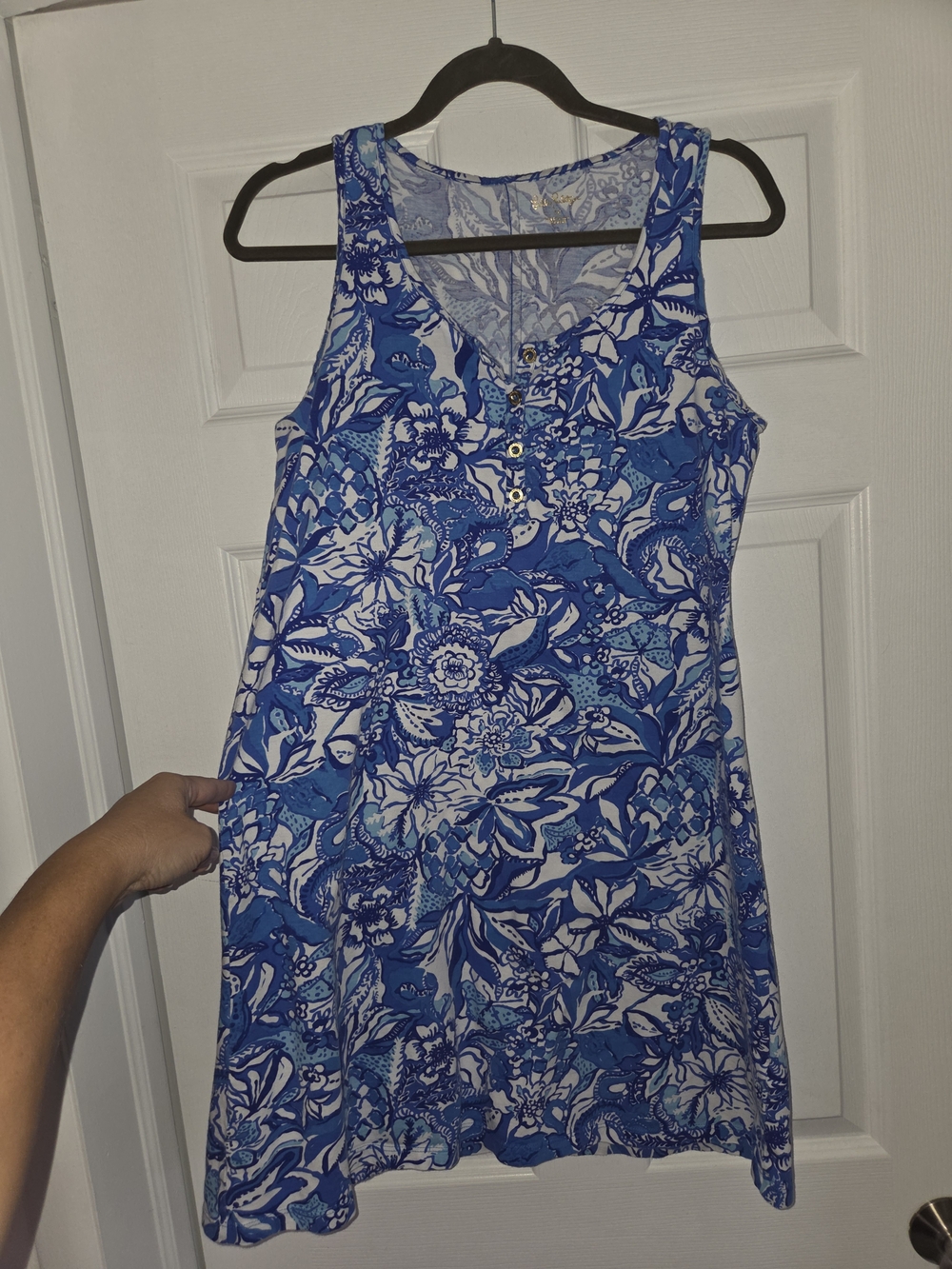 Lilly Pulitzer Blue Floral Sleeveless V-Neck Mini Dress